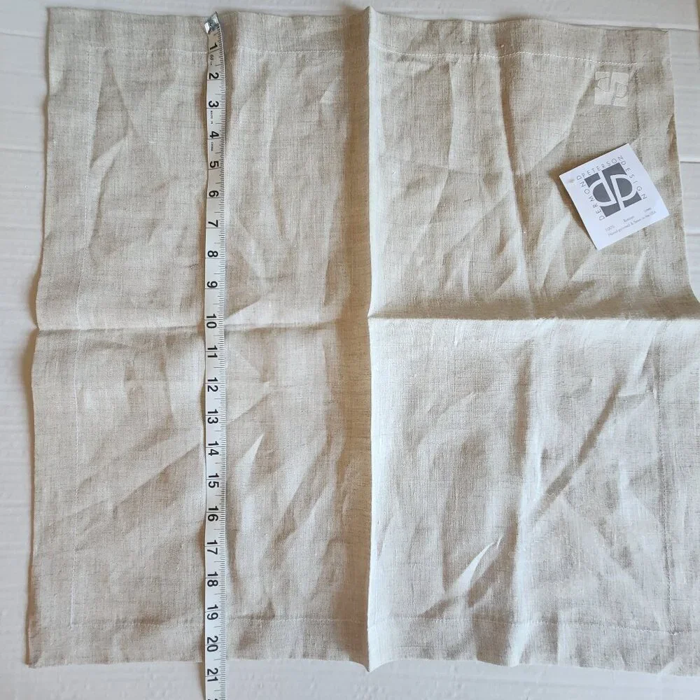 Dermond Peterson Design Russian Linen Hand Printed & Sewn Dinner Table Napkins 5